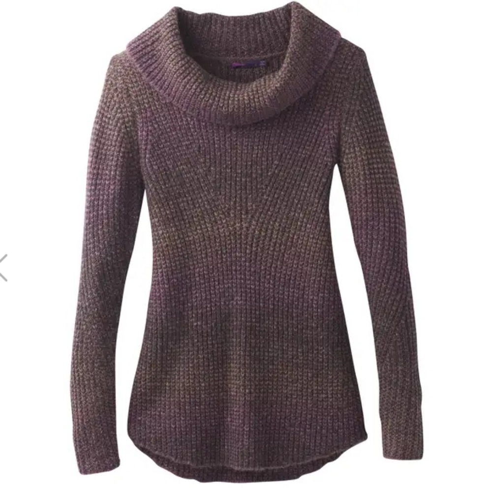 Prana Hunter Tunic sweater medium green and purple knit